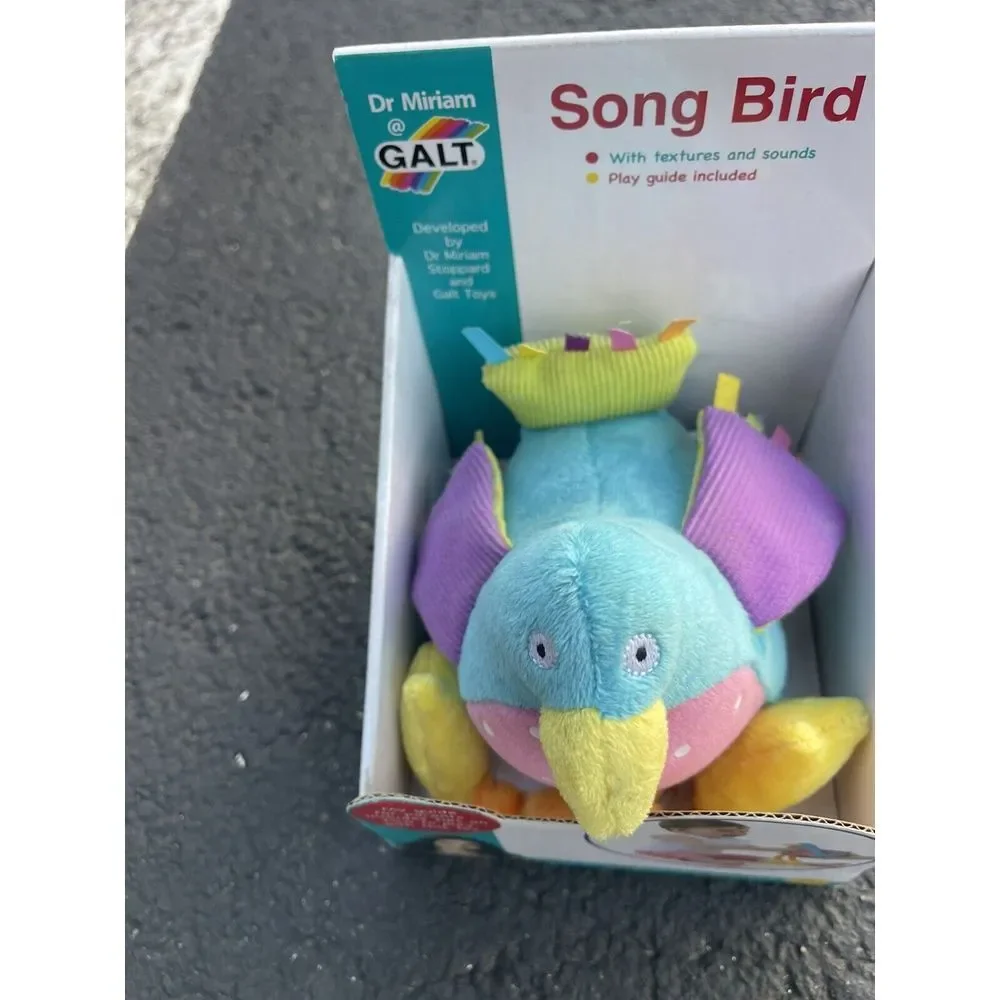 NEW Galt Toys Dr Miriam Baby Velour Song Bird Stuffed Animal Rattle Sound bin- M